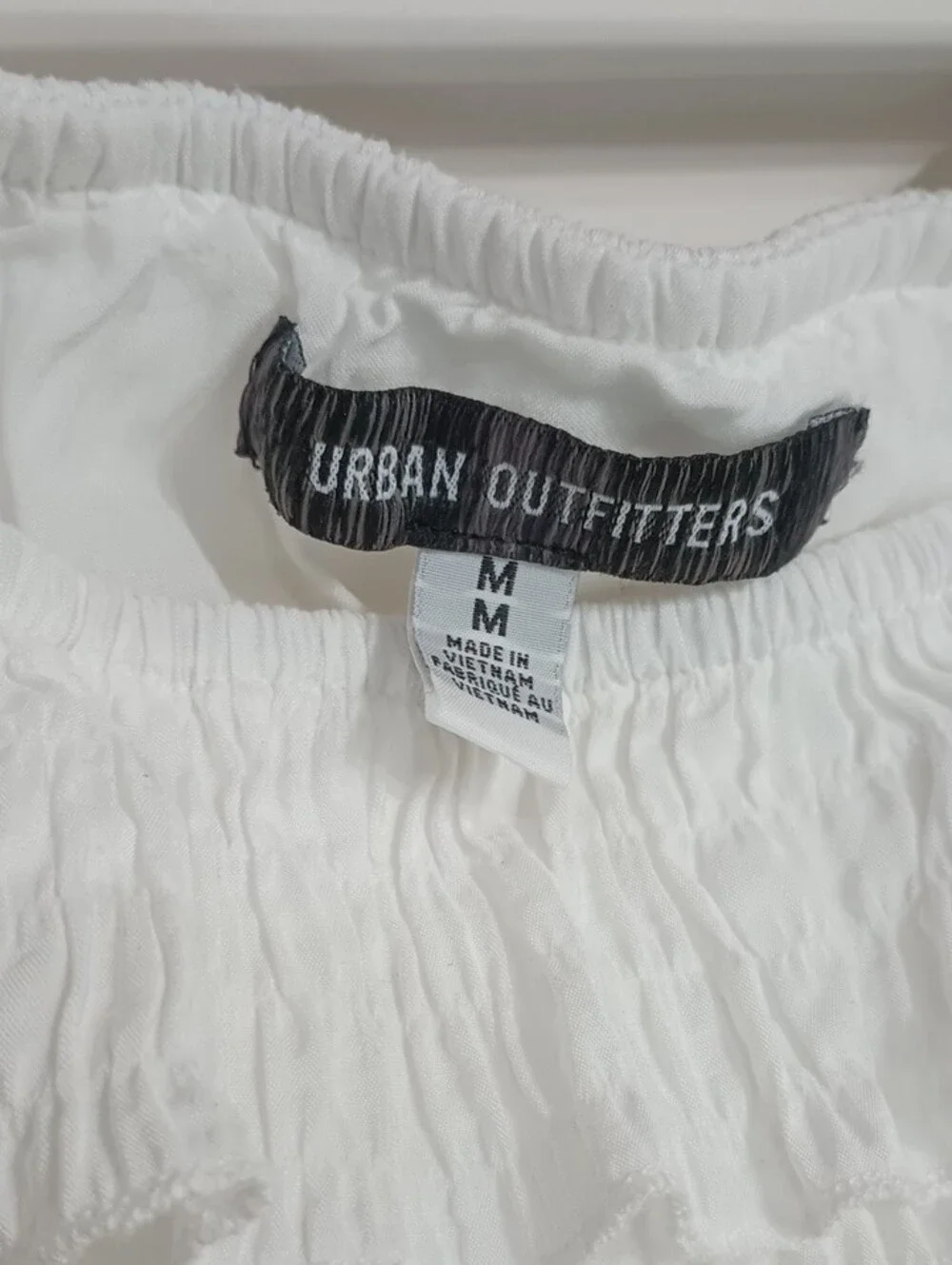 Urban Outfitters White Ruffle Neck Mini Dress